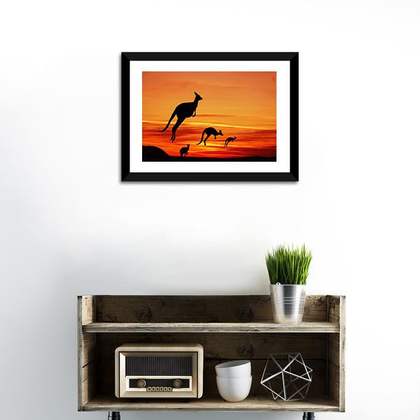 Kangaroos Silhouette Canvas Wall Art-3 Horizontal-Gallery Wrap-25&quot; x 16&quot;-Tiaracle