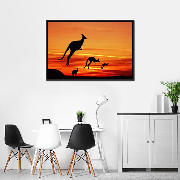 Kangaroos Silhouette Canvas Wall Art-3 Horizontal-Gallery Wrap-25" x 16"-Tiaracle