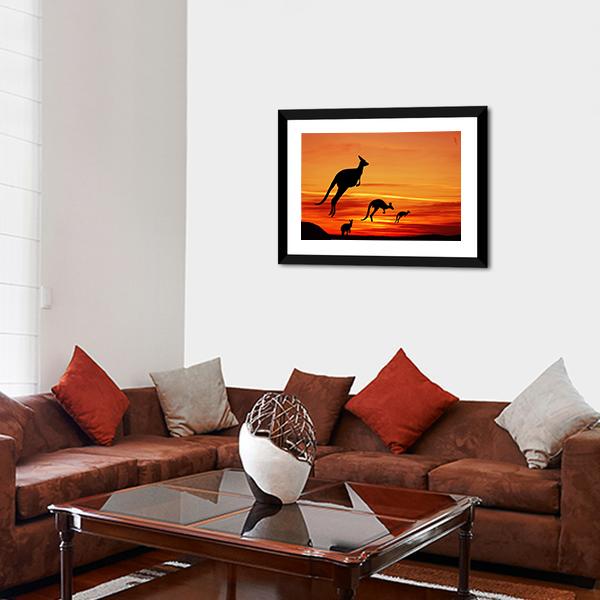 Kangaroos Silhouette Canvas Wall Art-3 Horizontal-Gallery Wrap-25" x 16"-Tiaracle