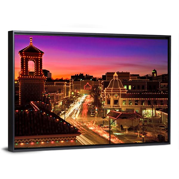 Kansas City Plaza Christmas Lights Canvas Wall Art-3 Horizontal-Gallery Wrap-25" x 16"-Tiaracle