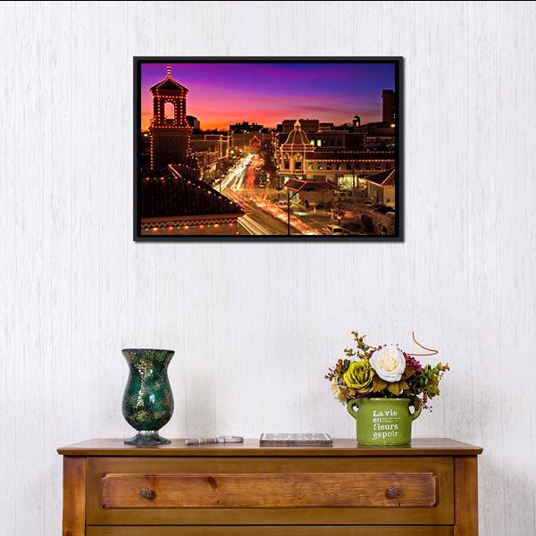 Kansas City Plaza Christmas Lights Canvas Wall Art-3 Horizontal-Gallery Wrap-25" x 16"-Tiaracle