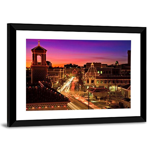 Kansas City Plaza Christmas Lights Canvas Wall Art-3 Horizontal-Gallery Wrap-25" x 16"-Tiaracle