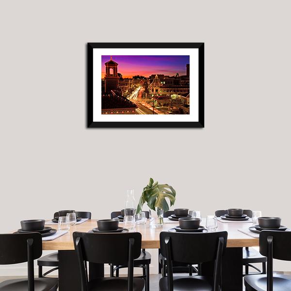 Kansas City Plaza Christmas Lights Canvas Wall Art-1 Piece-Framed Print-20" x 16"-Tiaracle