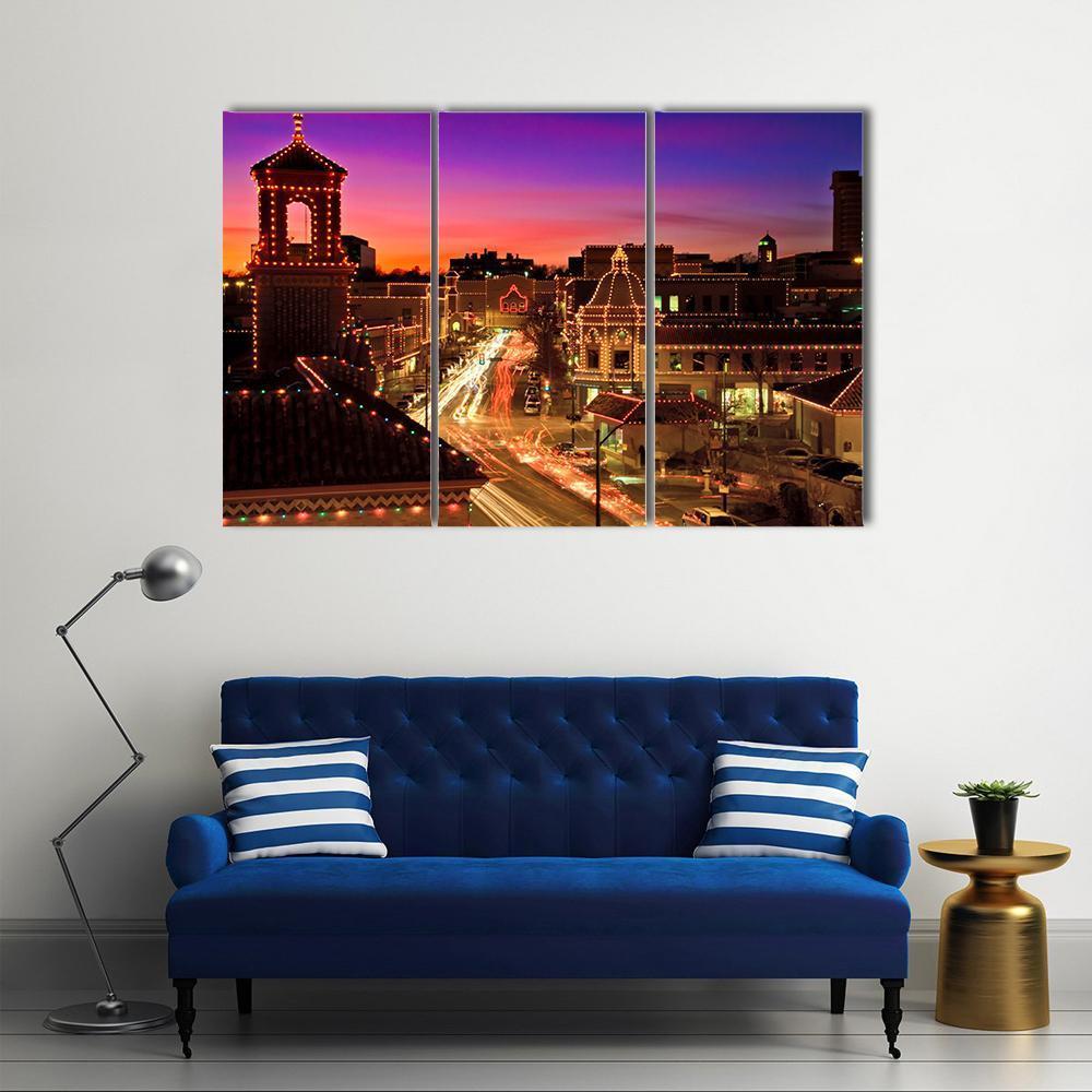 Kansas City Plaza Christmas Lights Canvas Wall Art-3 Horizontal-Gallery Wrap-37" x 24"-Tiaracle