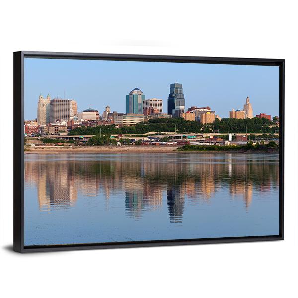 Kansas City Skyline Canvas Wall Art-3 Horizontal-Gallery Wrap-25" x 16"-Tiaracle