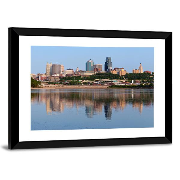Kansas City Skyline Canvas Wall Art-3 Horizontal-Gallery Wrap-25" x 16"-Tiaracle