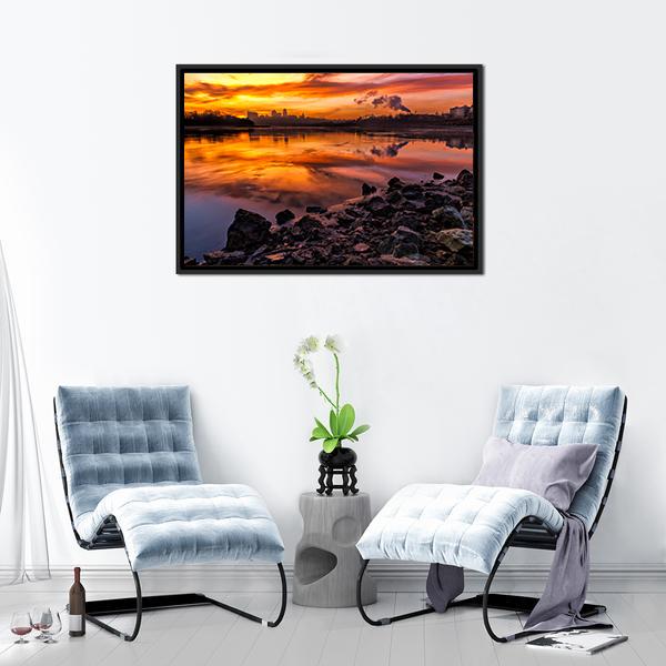 Kansas City Skyline Missouri Canvas Wall Art-1 Piece-Floating Frame-24" x 16"-Tiaracle