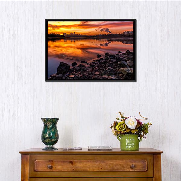 Kansas City Skyline Missouri Canvas Wall Art-5 Horizontal-Gallery Wrap-22" x 12"-Tiaracle