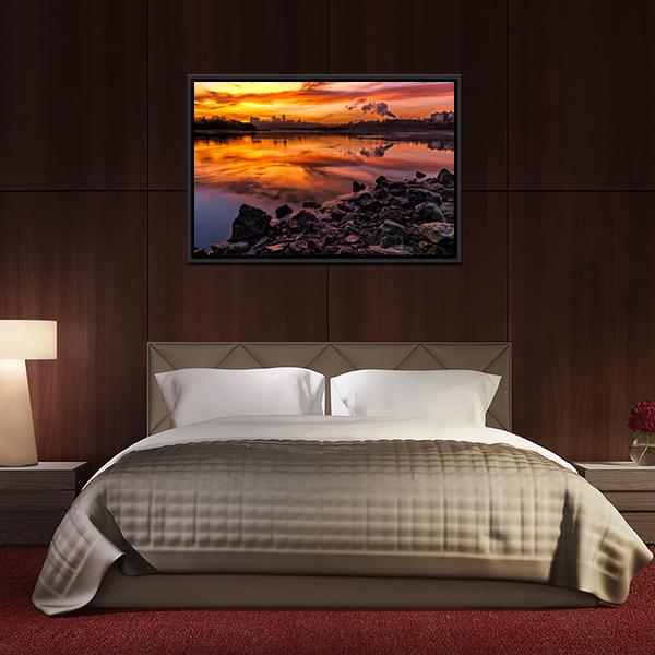 Kansas City Skyline Missouri Canvas Wall Art-5 Horizontal-Gallery Wrap-22" x 12"-Tiaracle