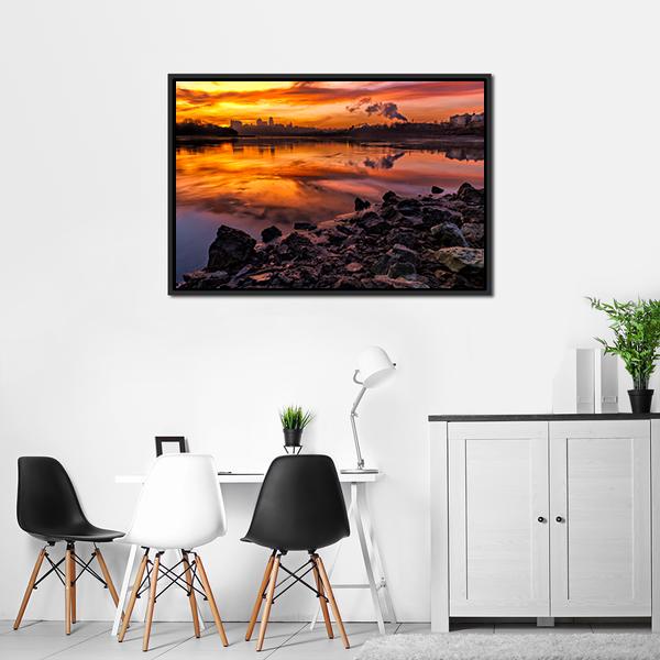 Kansas City Skyline Missouri Canvas Wall Art-3 Horizontal-Gallery Wrap-25" x 16"-Tiaracle