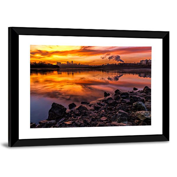 Kansas City Skyline Missouri Canvas Wall Art-3 Horizontal-Gallery Wrap-25" x 16"-Tiaracle