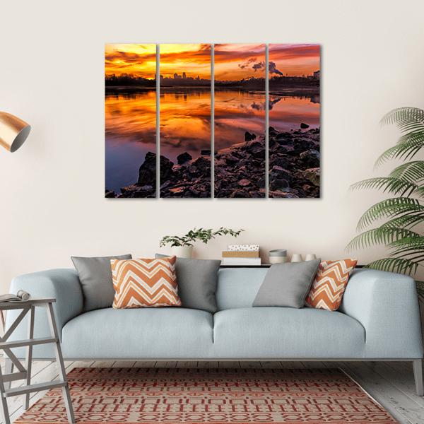 Kansas City Skyline Missouri Canvas Wall Art-4 Horizontal-Gallery Wrap-34" x 24"-Tiaracle