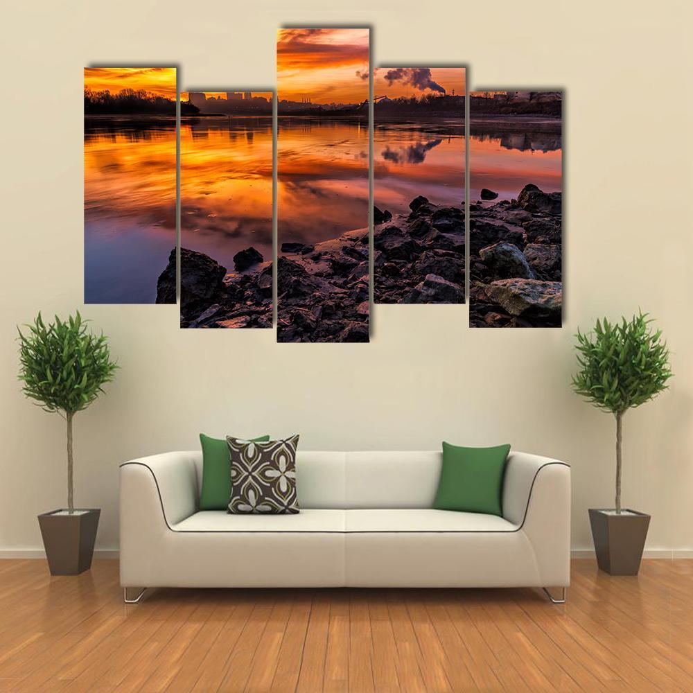 Kansas City Skyline Missouri Canvas Wall Art-5 Pop-Gallery Wrap-47" x 32"-Tiaracle