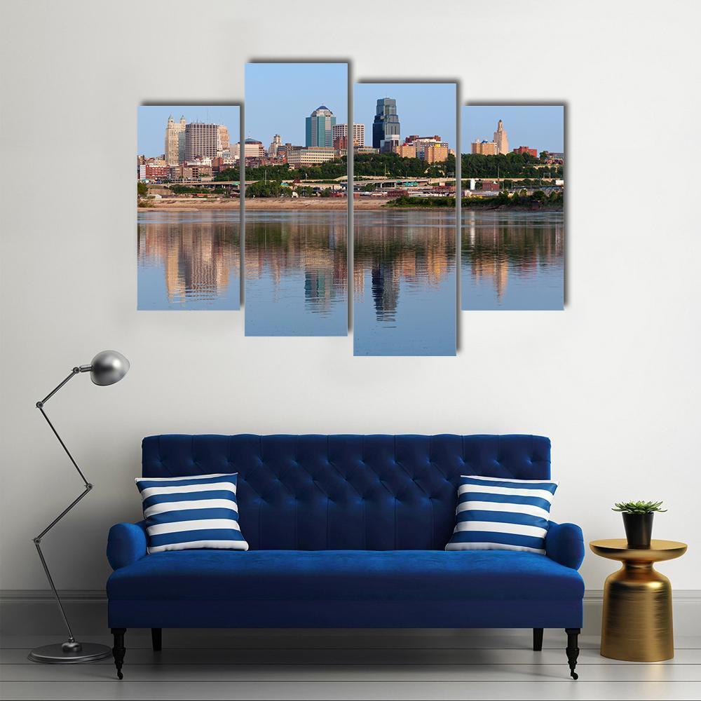 Kansas City Skyline Canvas Wall Art-4 Pop-Gallery Wrap-50" x 32"-Tiaracle