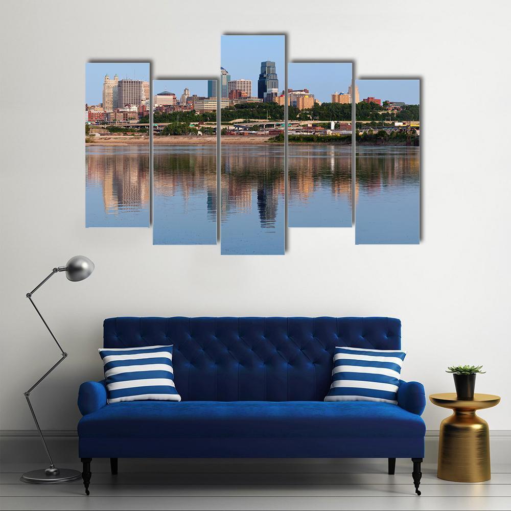 Kansas City Skyline Canvas Wall Art-5 Pop-Gallery Wrap-47" x 32"-Tiaracle