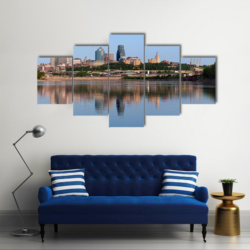 Kansas City Skyline Canvas Wall Art-5 Star-Gallery Wrap-62" x 32"-Tiaracle