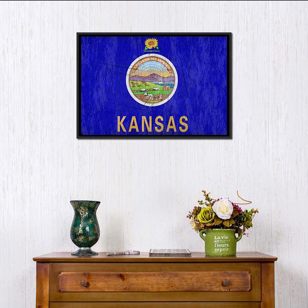 Kansas Flag Canvas Wall Art-3 Horizontal-Gallery Wrap-25" x 16"-Tiaracle