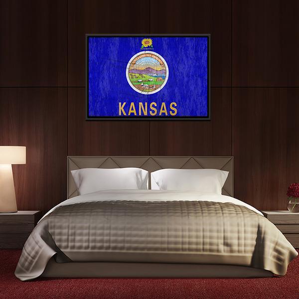 Kansas Flag Canvas Wall Art-3 Horizontal-Gallery Wrap-25" x 16"-Tiaracle
