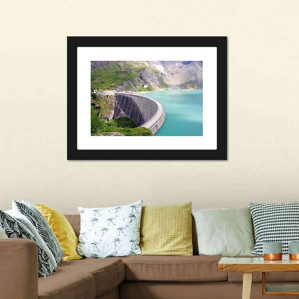 Kaprun Dam Canvas Wall Art-1 Piece-Framed Print-20" x 16"-Tiaracle