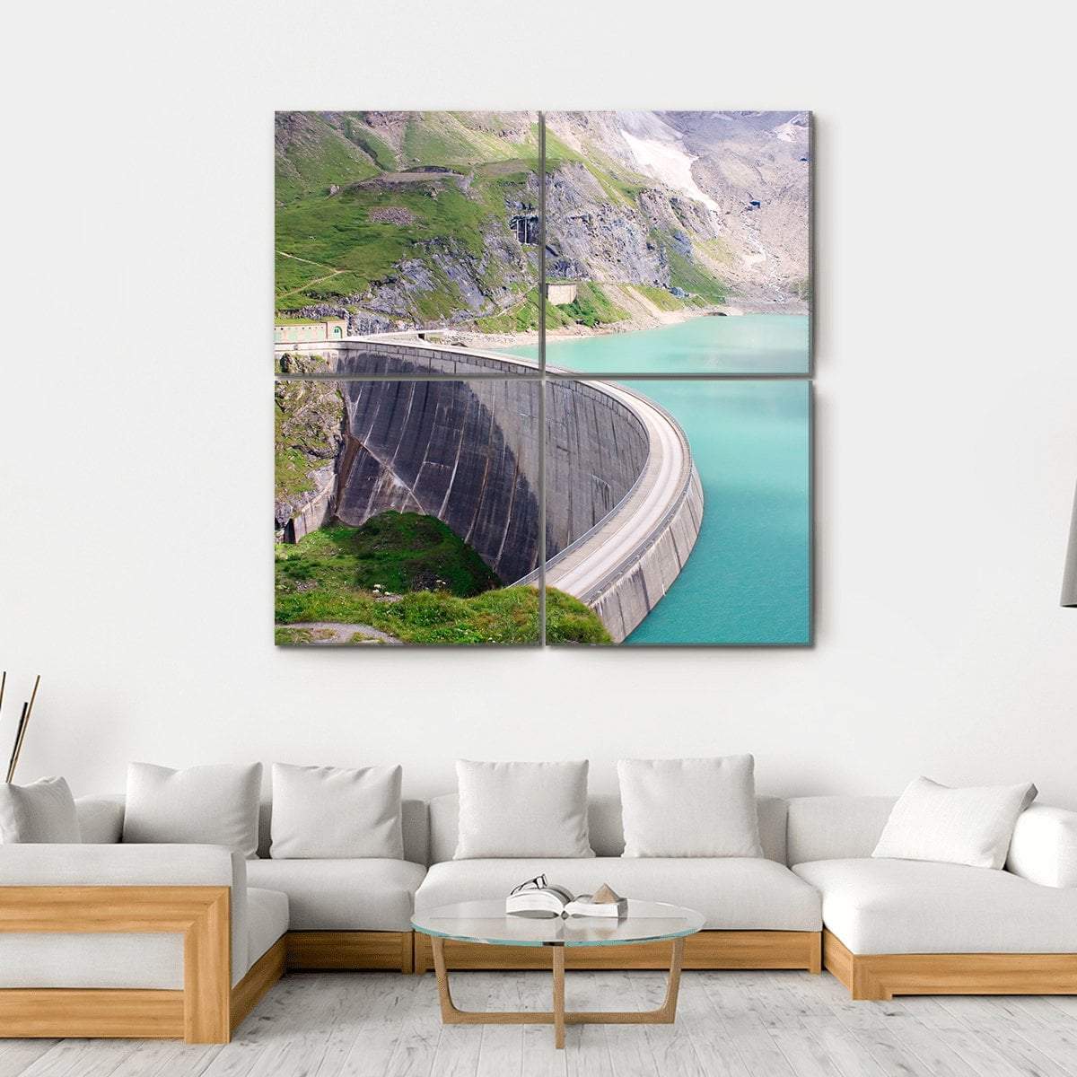 Kaprun Dam Canvas Wall Art-4 Square-Gallery Wrap-17" x 17"-Tiaracle