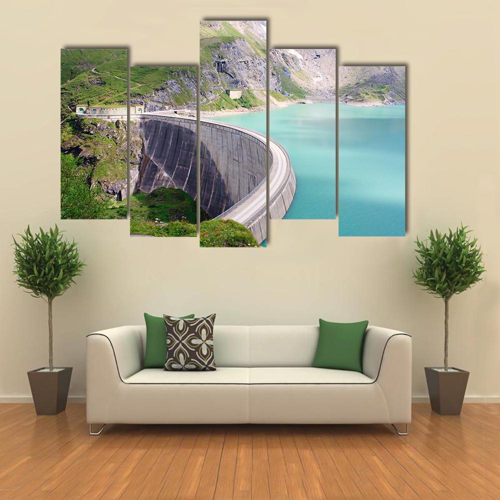 Kaprun Dam Canvas Wall Art-5 Pop-Gallery Wrap-47" x 32"-Tiaracle