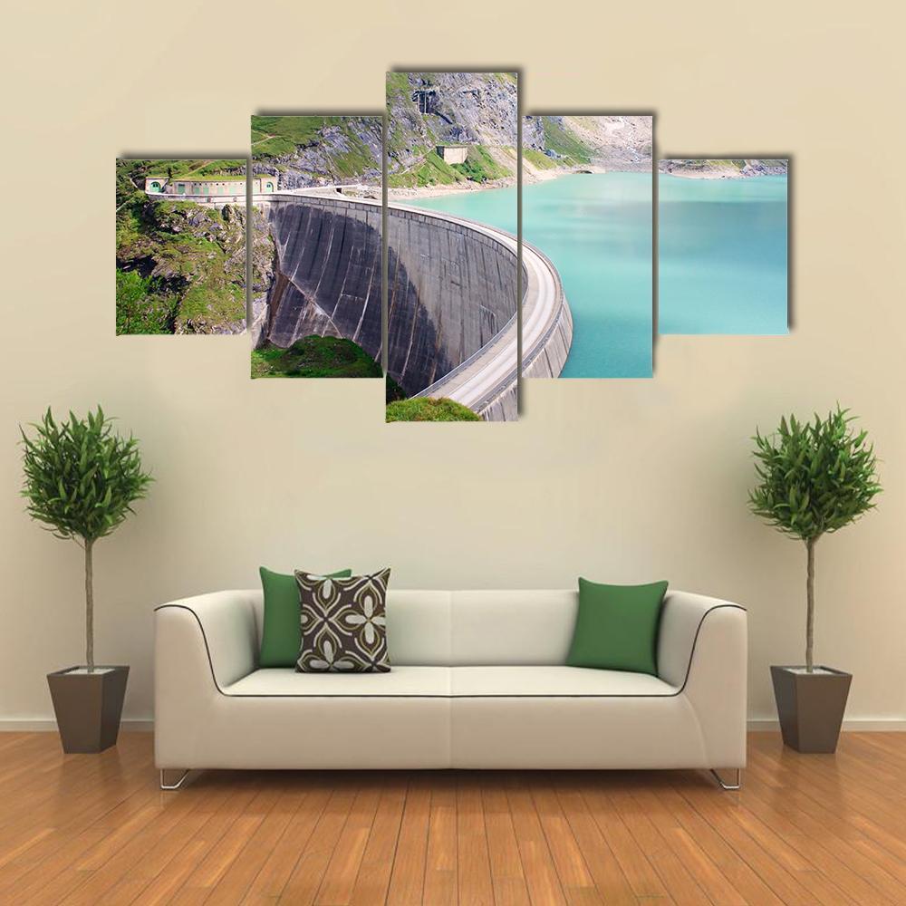 Kaprun Dam Canvas Wall Art-5 Star-Gallery Wrap-62" x 32"-Tiaracle