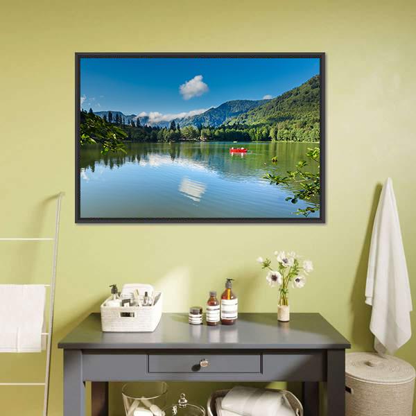 Karagol Black Lake Canvas Wall Art-1 Piece-Floating Frame-24" x 16"-Tiaracle