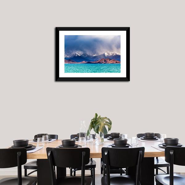 Karakul Lake In Pamir Canvas Wall Art-1 Piece-Framed Print-20" x 16"-Tiaracle