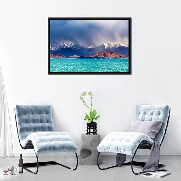 Karakul Lake In Pamir Canvas Wall Art-1 Piece-Floating Frame-24" x 16"-Tiaracle