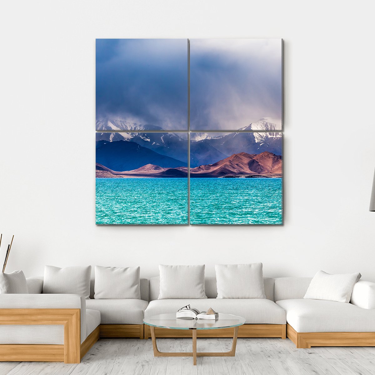 Karakul Lake In Pamir Canvas Wall Art-4 Square-Gallery Wrap-17" x 17"-Tiaracle