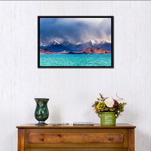 Karakul Lake In Pamir Canvas Wall Art-3 Horizontal-Gallery Wrap-25" x 16"-Tiaracle