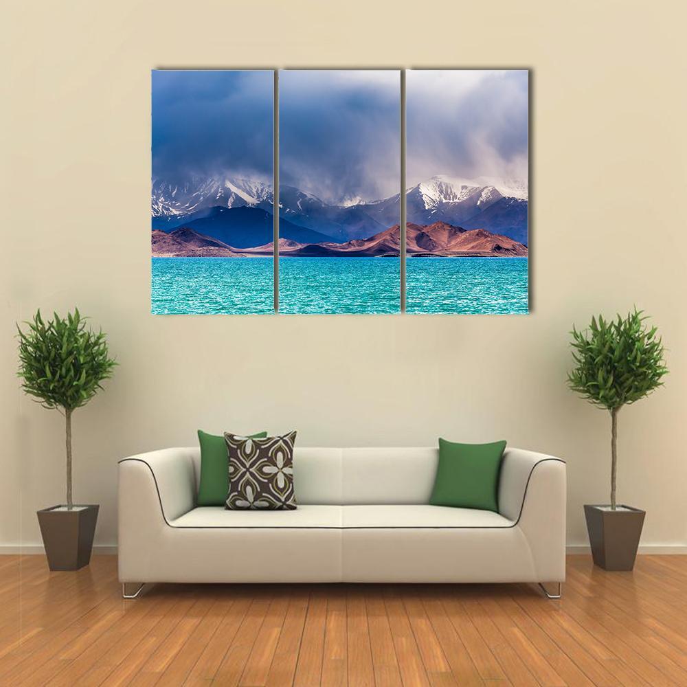 Karakul Lake In Pamir Canvas Wall Art-3 Horizontal-Gallery Wrap-37" x 24"-Tiaracle
