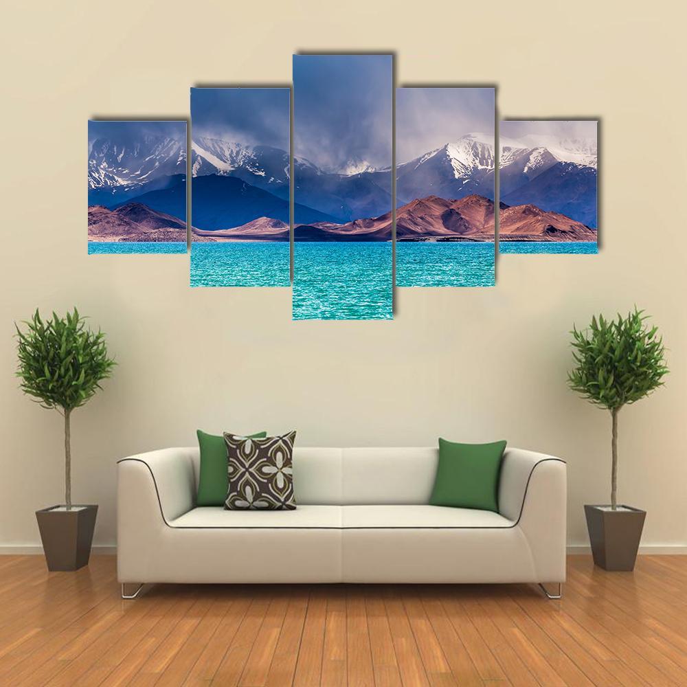 Karakul Lake In Pamir Canvas Wall Art-5 Star-Gallery Wrap-62" x 32"-Tiaracle