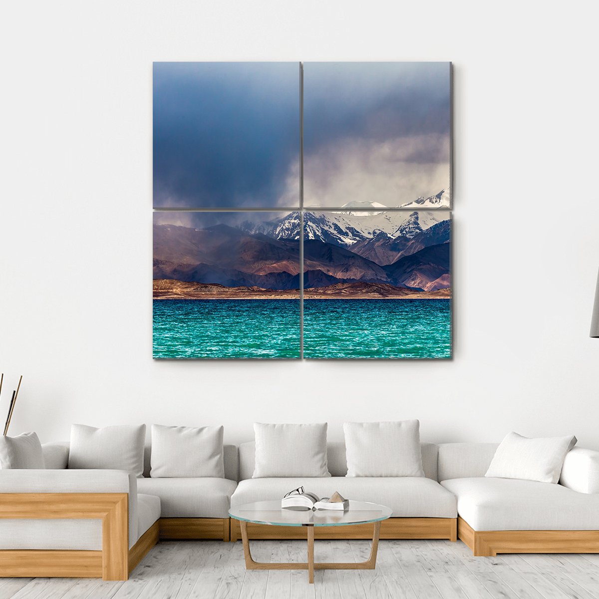 Karakul Lake In Pamir Tajikistan Canvas Wall Art-4 Square-Gallery Wrap-17" x 17"-Tiaracle