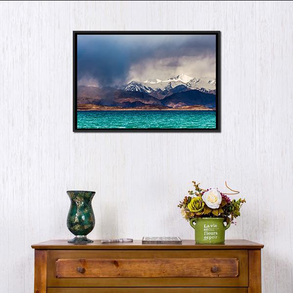 Karakul Lake In Pamir Tajikistan Canvas Wall Art-3 Horizontal-Gallery Wrap-25" x 16"-Tiaracle