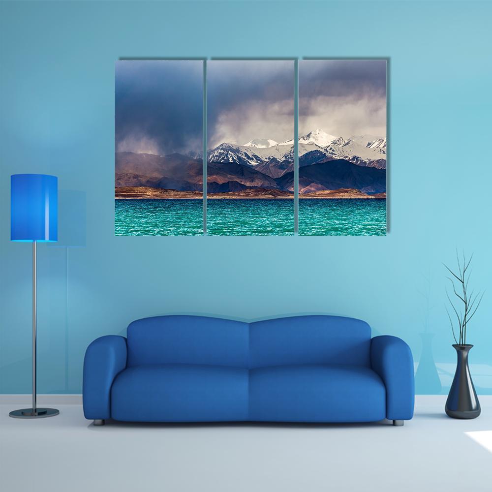 Karakul Lake In Pamir Tajikistan Canvas Wall Art-3 Horizontal-Gallery Wrap-37" x 24"-Tiaracle