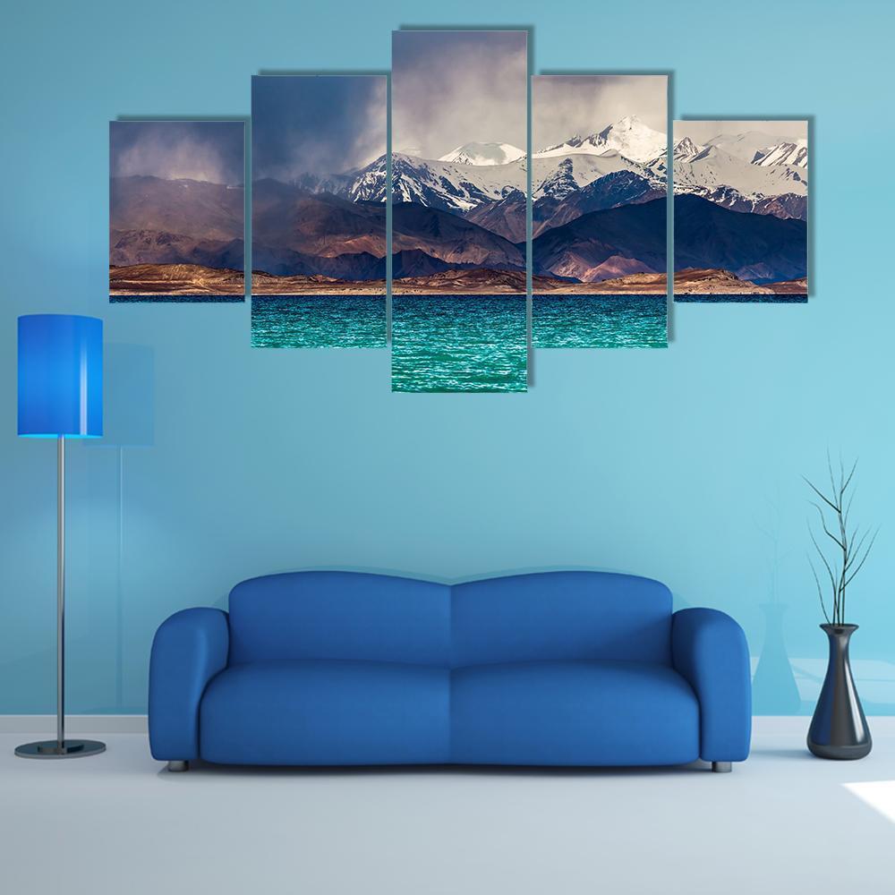 Karakul Lake In Pamir Tajikistan Canvas Wall Art-5 Star-Gallery Wrap-62" x 32"-Tiaracle