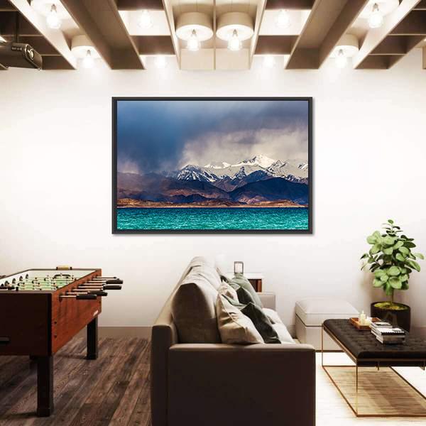 Karakul Lake In Pamir Tajikistan Panoramic Canvas Wall Art-1 Piece-36" x 12"-Tiaracle