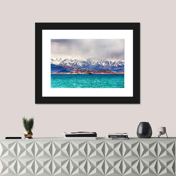 Karakul Lake Tajikistan Canvas Wall Art-1 Piece-Framed Print-20" x 16"-Tiaracle