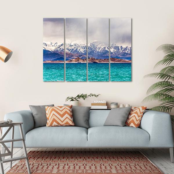 Karakul Lake Tajikistan Canvas Wall Art-4 Horizontal-Gallery Wrap-34" x 24"-Tiaracle