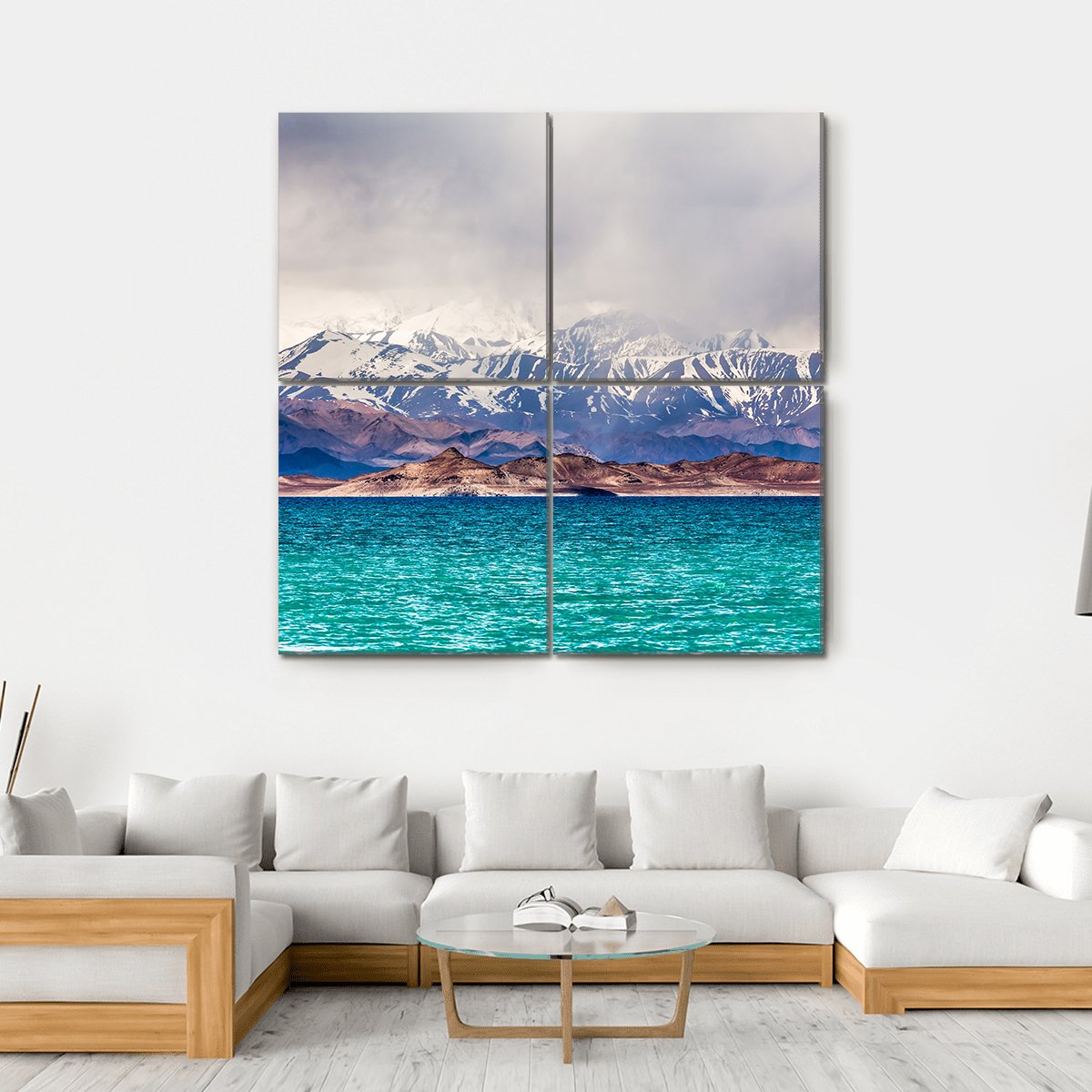 Karakul Lake Tajikistan Canvas Wall Art-4 Square-Gallery Wrap-17" x 17"-Tiaracle
