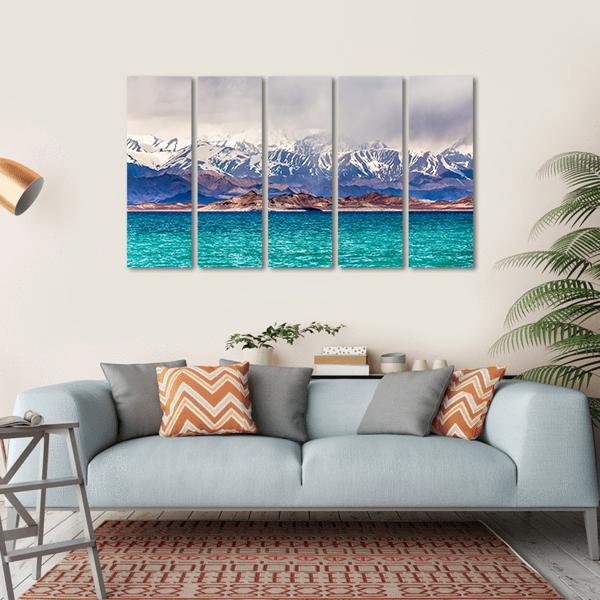Karakul Lake Tajikistan Canvas Wall Art-5 Horizontal-Gallery Wrap-22" x 12"-Tiaracle