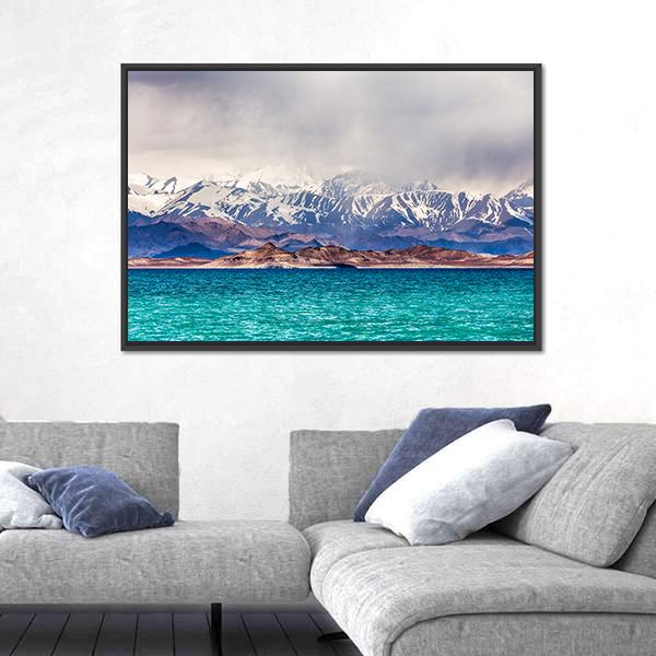 Karakul Lake Tajikistan Canvas Wall Art-3 Horizontal-Gallery Wrap-25" x 16"-Tiaracle