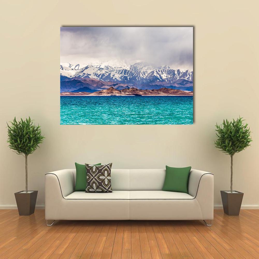 Karakul Lake Tajikistan Canvas Wall Art-1 Piece-Gallery Wrap-48" x 32"-Tiaracle