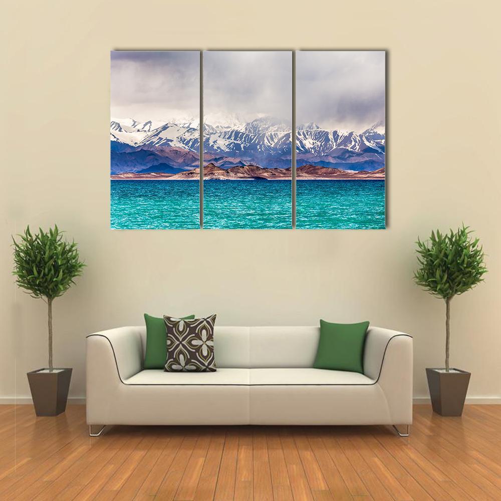 Karakul Lake Tajikistan Canvas Wall Art-3 Horizontal-Gallery Wrap-37" x 24"-Tiaracle
