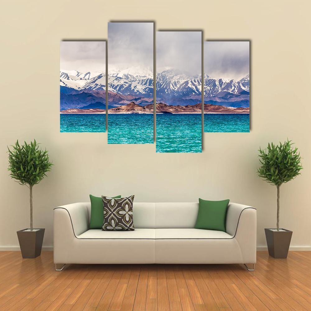 Karakul Lake Tajikistan Canvas Wall Art-4 Pop-Gallery Wrap-50" x 32"-Tiaracle