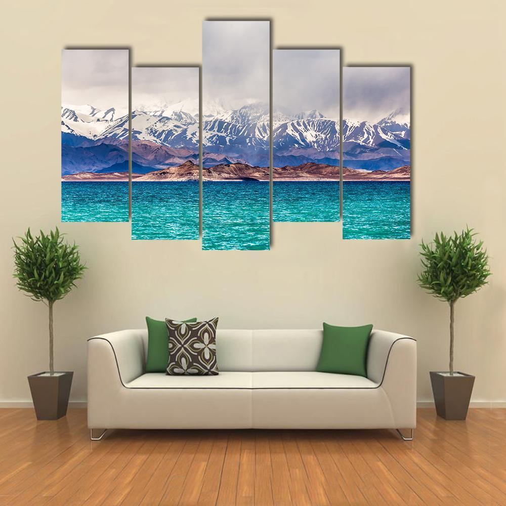 Karakul Lake Tajikistan Canvas Wall Art-5 Pop-Gallery Wrap-47" x 32"-Tiaracle
