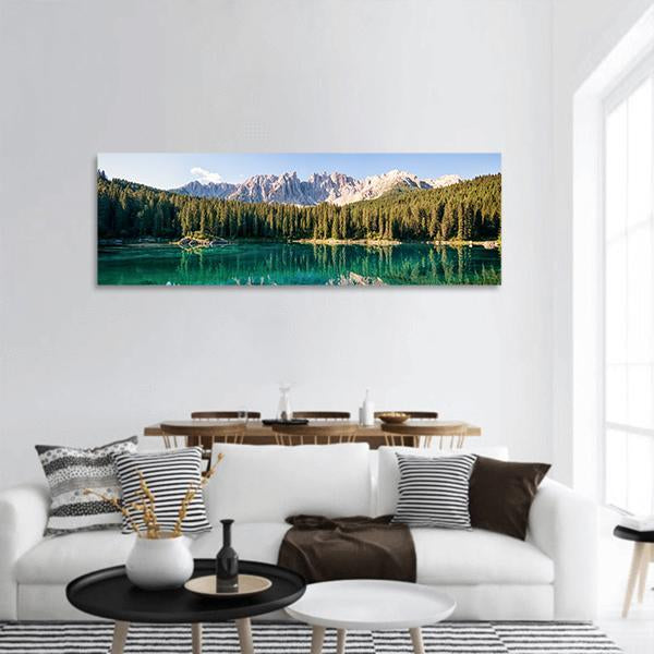 Karer Lake In Italy Panoramic Canvas Wall Art-1 Piece-36&quot; x 12&quot;-Tiaracle