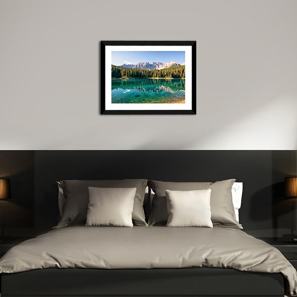 Karer Lake In Italy Canvas Wall Art-3 Horizontal-Gallery Wrap-25" x 16"-Tiaracle