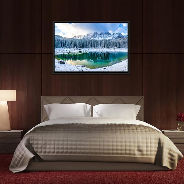 Karer Lake In Winter Canvas Wall Art-5 Horizontal-Gallery Wrap-22" x 12"-Tiaracle